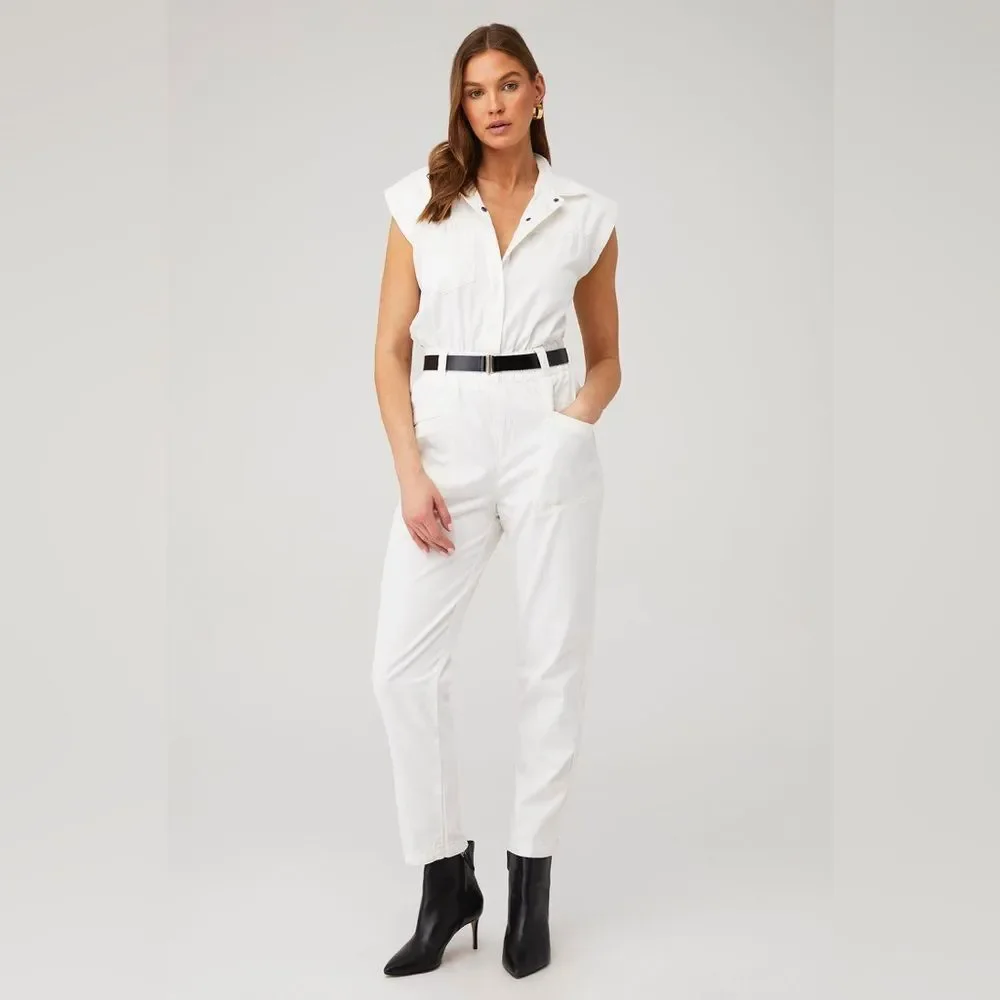 PISTOLA x Revolve Women's Rosie Cotton Jumpsuit in Porcelain White Size Medium - Picture 5 of 12